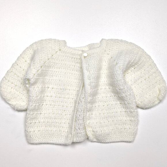 Handmade Cardigan Unisex Children's Baby Size 6m Knit Cream - Picture 1 of 2